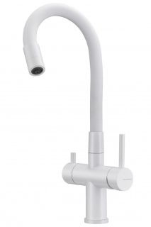 Смеситель для кухни Milacio Ultra MCU.560.WH под фильтр с краном для питьевой воды и гибким изливом белый